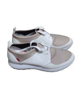 Marc Joseph White and Beige Lace-Up Sneakers for Women Alaska Shoe SZ 7
